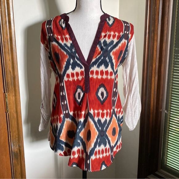 Tiny | Anthropologie Sima Aztec Ikat Henley Size S - Picture 2 of 8